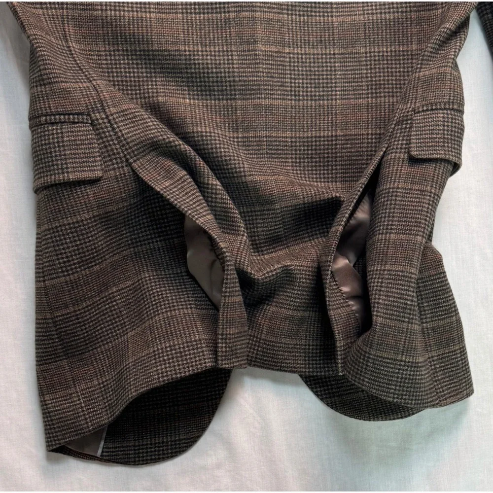 JF J.Ferrar Mens Slim Fit Glen Plaid Sport Coat Blazer Brown Multi 36R NEW